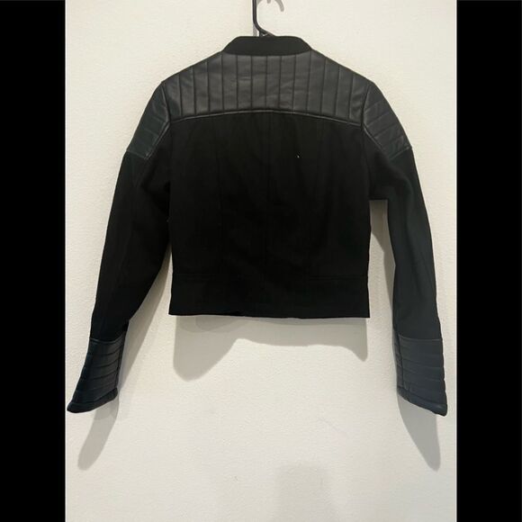 Yoki wool and Faux Leather Black Military Jacket size S - Picture 2 of 3